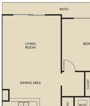 1 bed 1 Bath 832-835 square feet floor plan D